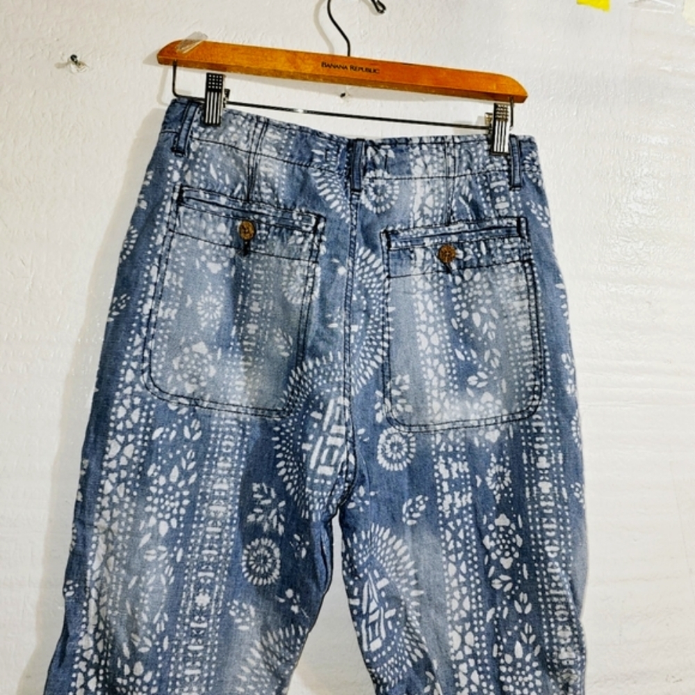 Free People ISLAND VIBES DISCHARGE TROUSERS IN BLUE - Picture 10 of 15